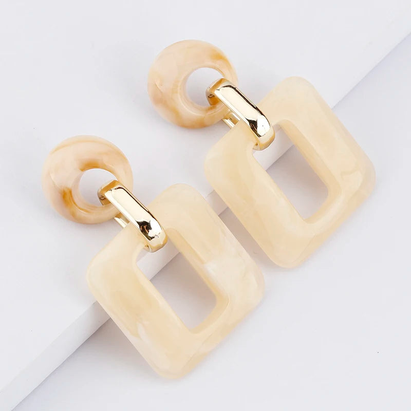 Bohemian Shell Conch Rattan Knit Drop Earrings for Women Gold Color Geometric Round Irregular Earrings Summer Beach Jewelry