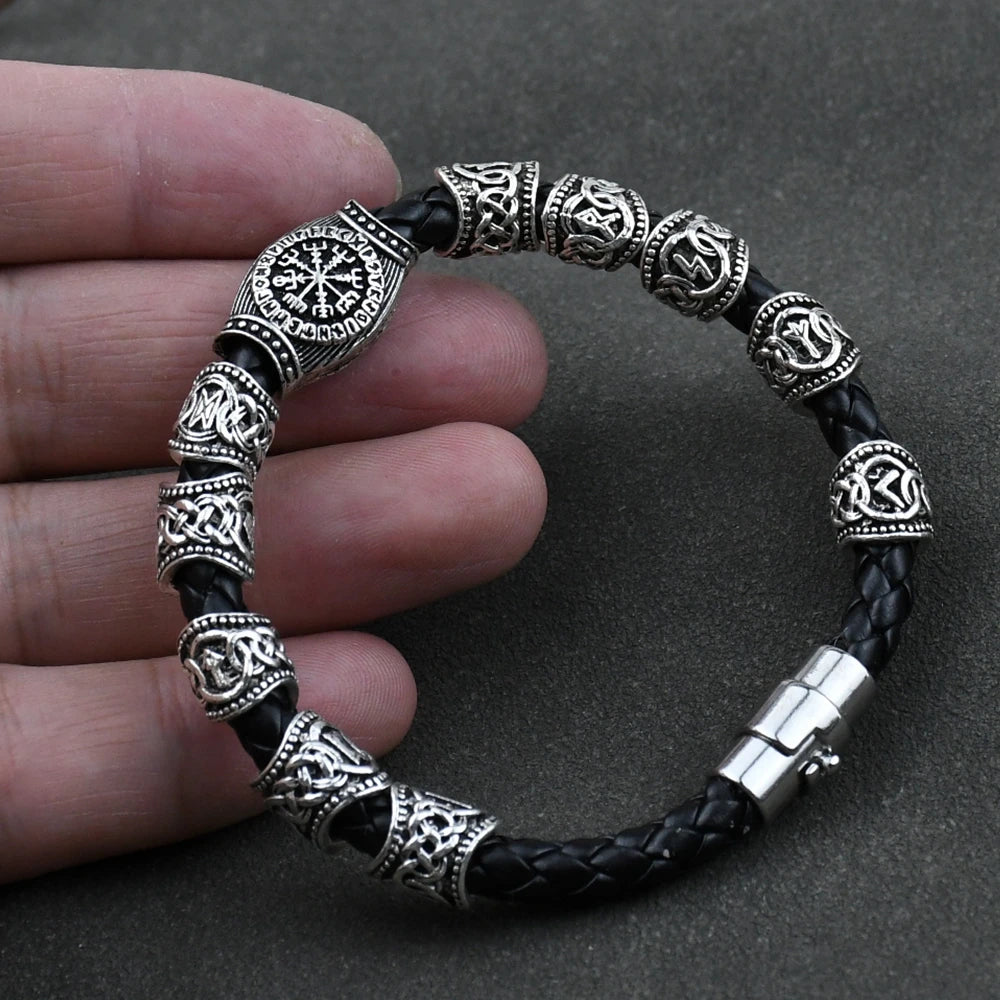Norse Runes Bracelet Vikingo 3pcs /11pcs/13Pcs/15pcs Runes Beads Vegvisir Compass Amulet Viking Bracelet Slavic Accessorier