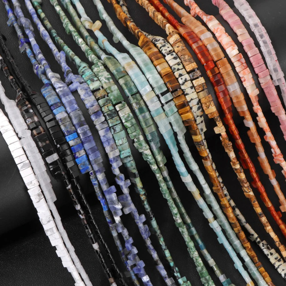 2x5mm Natural Two Hole Stone Bead Rectangle Tiger Eye Quartz Amazonite Loose Spacer Beads For Jewelry Making Bracelet Handmade