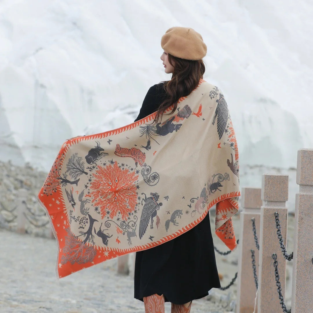 Print Cashmere Scarf Women Thick Warm Winter Blanket Brand Female Luxury Quality Shawl Wrap Bufanda 2025 Poncho Echarpe Pashmina