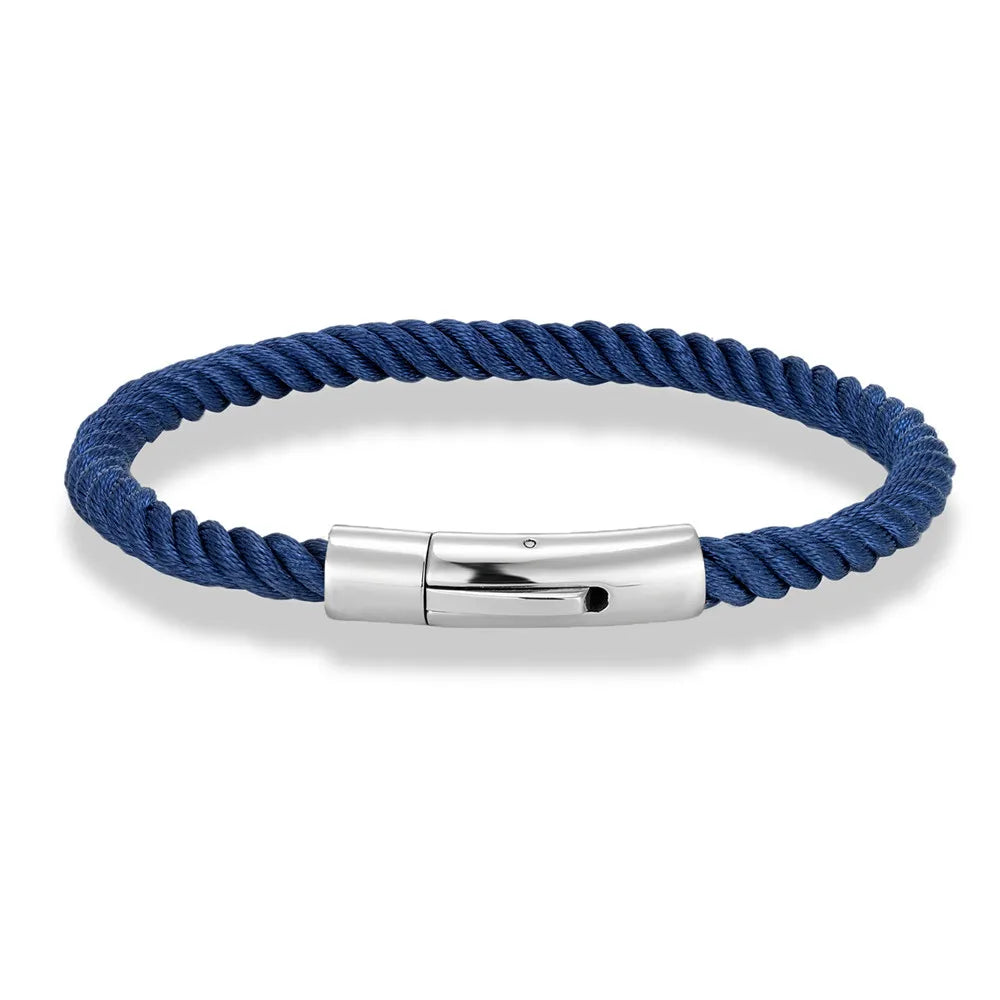 MKENDN Minimalist Braided Rope Bracelet Stainless Steel Snap Fastener Lucky Surfing Thread Bracelet Gift for Men Women Couple