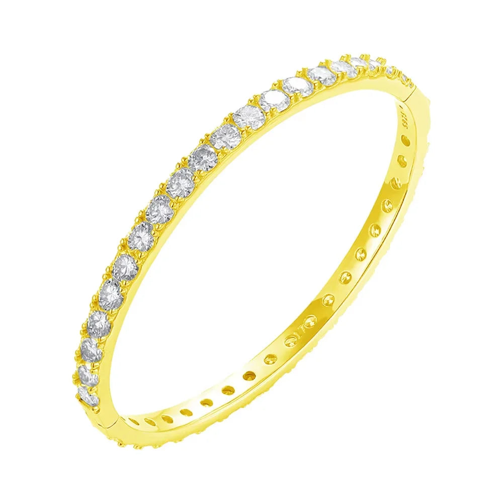 Serenity 4mm D Color Moissanite Bangle For Women S925 Sterling Silver Sparkling Hand Bracelet Plated 18K White Gold Fine Jewelry
