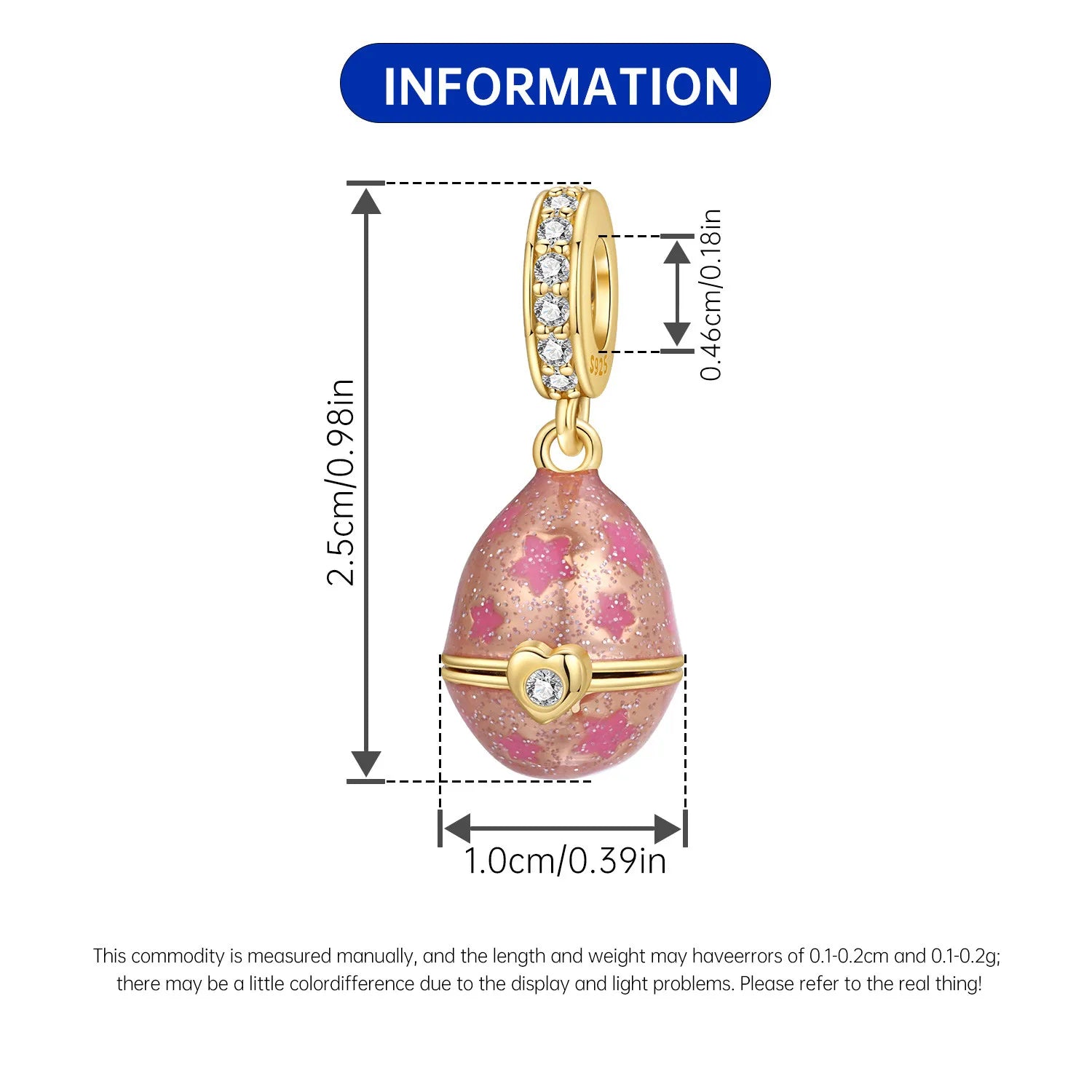 PANPOKI 925 Sterling Silver Pink Easter Love Egg Beads Original Pendants Bracelet Charm Jewelry Party DIY Trendy Gifts