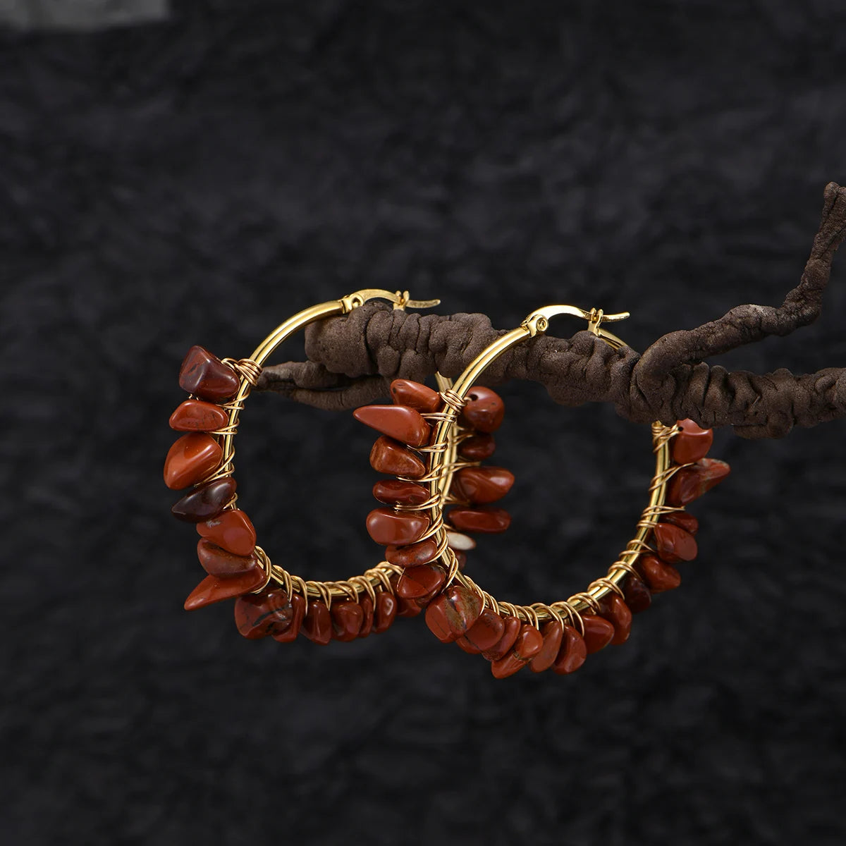 A Pair of Fashionable and Creative Round Natural Stone/Turquoise Earrings, Various Colors of Stone Earrings