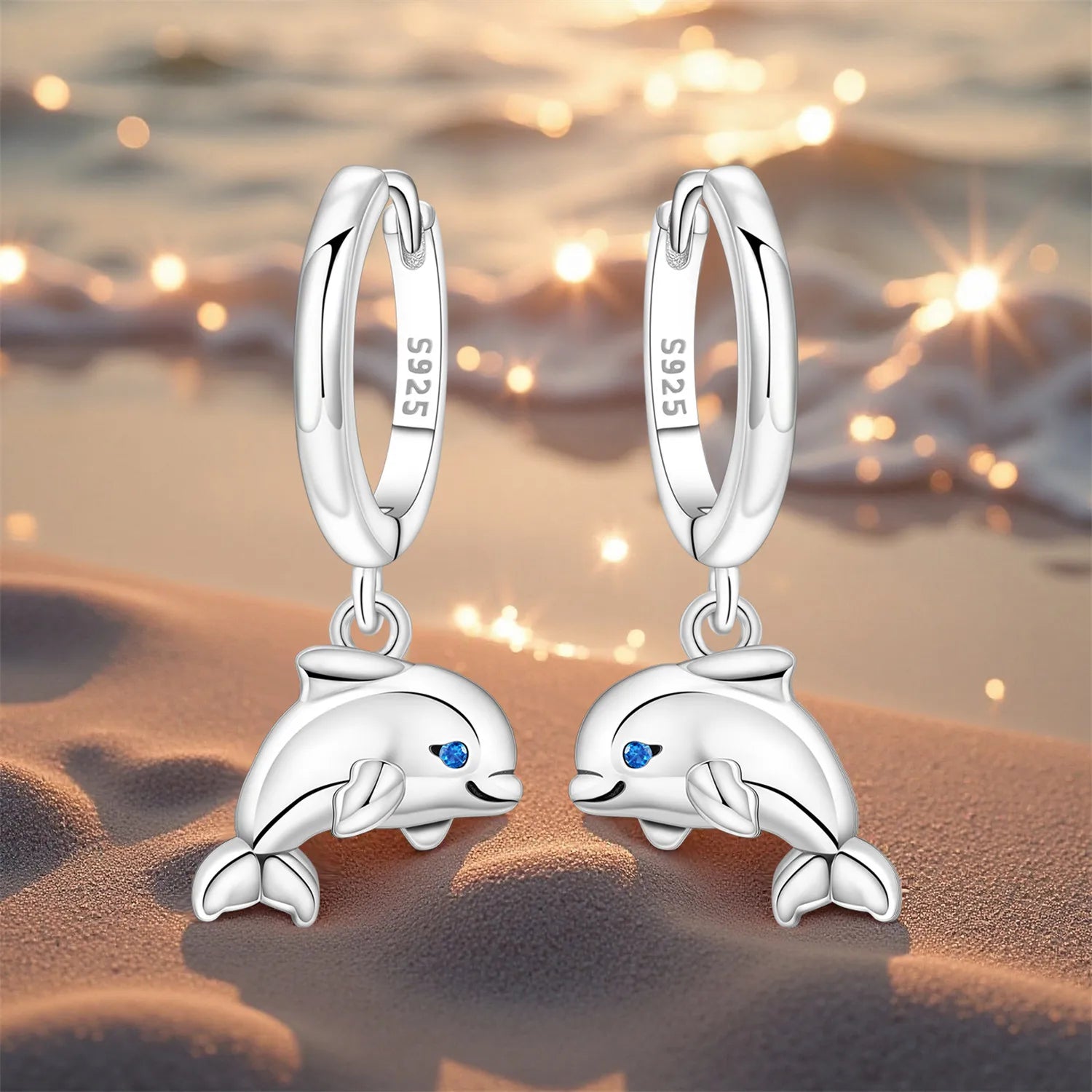 PANPOKI 925 Sterling Silver Dolphin Marine Animal Drop Earrings Women Earrings Charm Fashion Versatile Party Jewelry Gifts