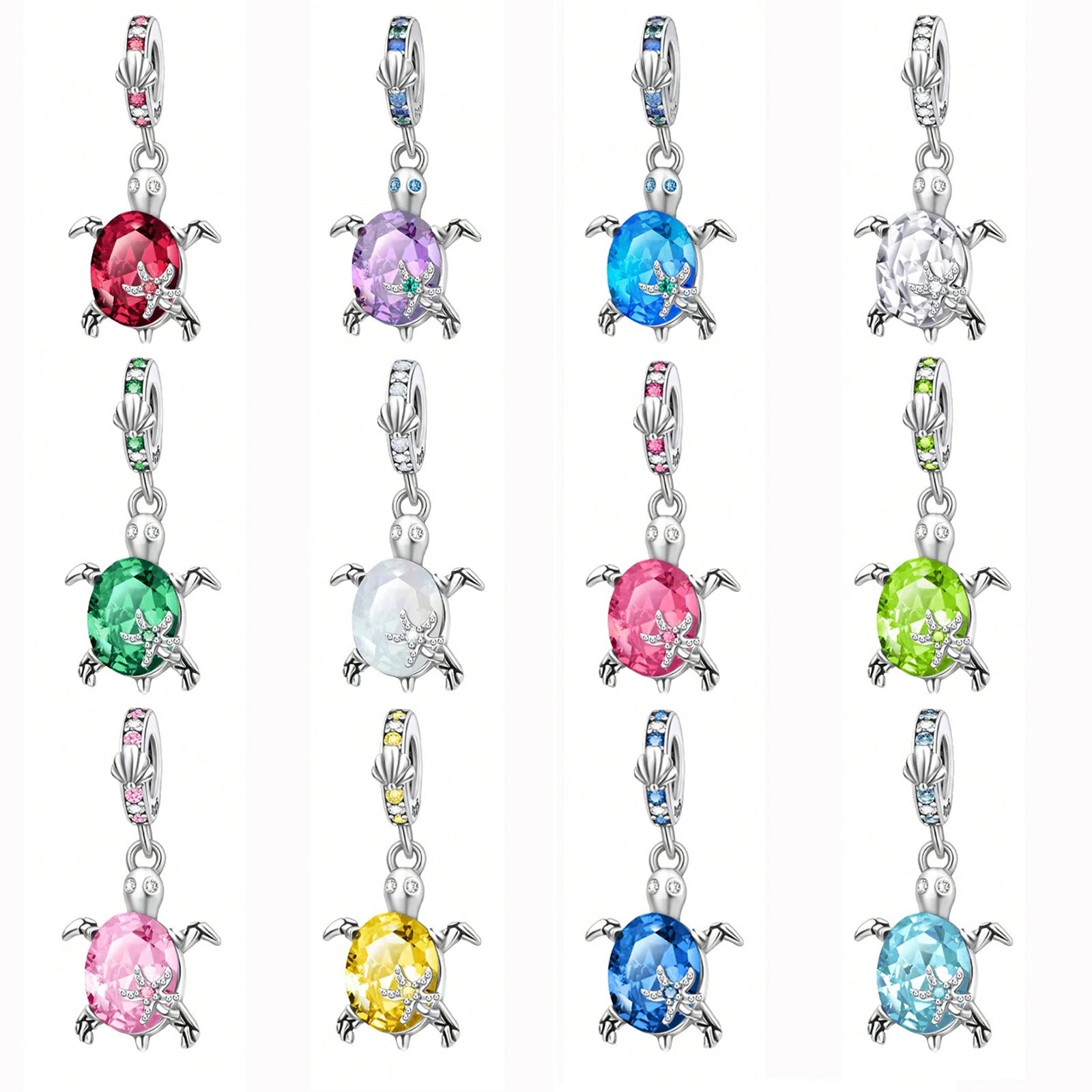 New 925 Sterling Silver Shell Sea Star Turtle Ocean Series Pendant Fit Original Pandora Bracelet Snake Chain Beaded Women Gift