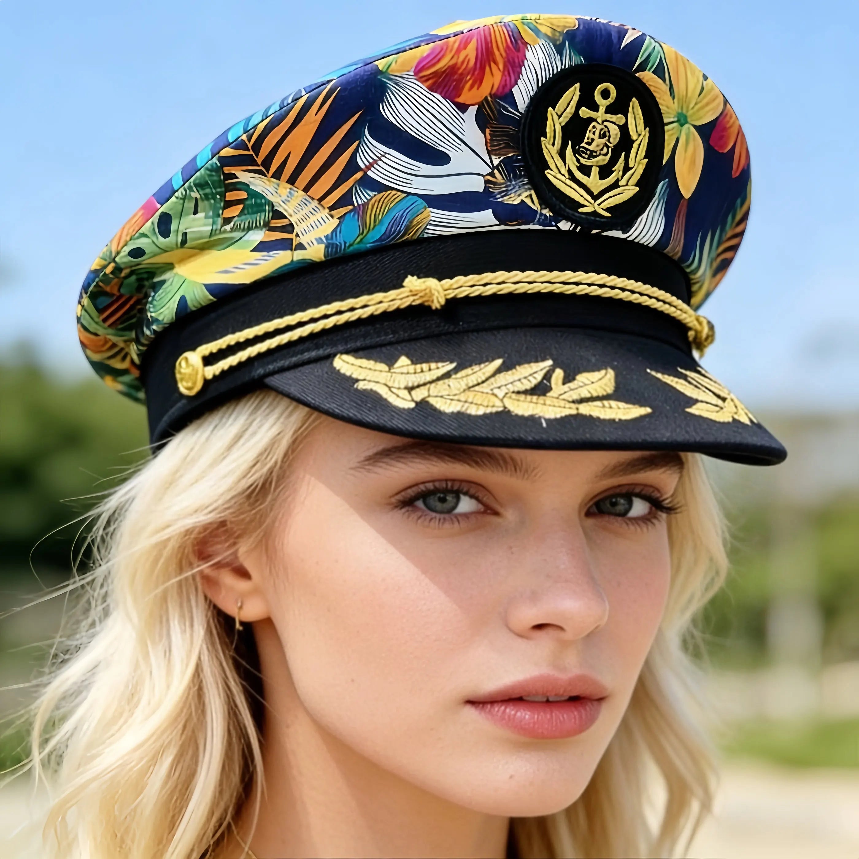 Burning Man printed embroidery adjustable navy cap Sailing cap Adult nautical cap Marine cap Cruise party Navy party Hat