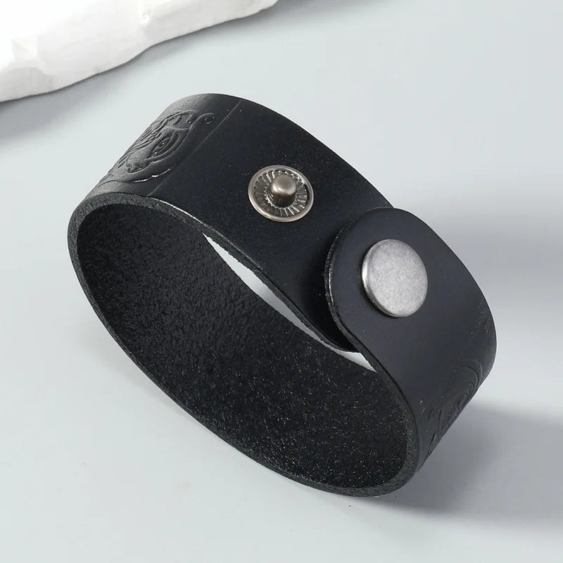 MKENDN Punk Style Genuine Leather Bracelet For Hand Wrist Wristband Men Woman Watch Strap Couple Jewelry Gift