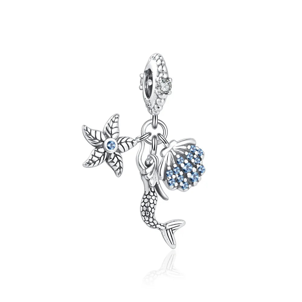 New 925 silver Bule Fish carp Pendant Dangle Charm octopus Bead Fit Original 3mm Bracelet Trinket Jewelry  Women Gift