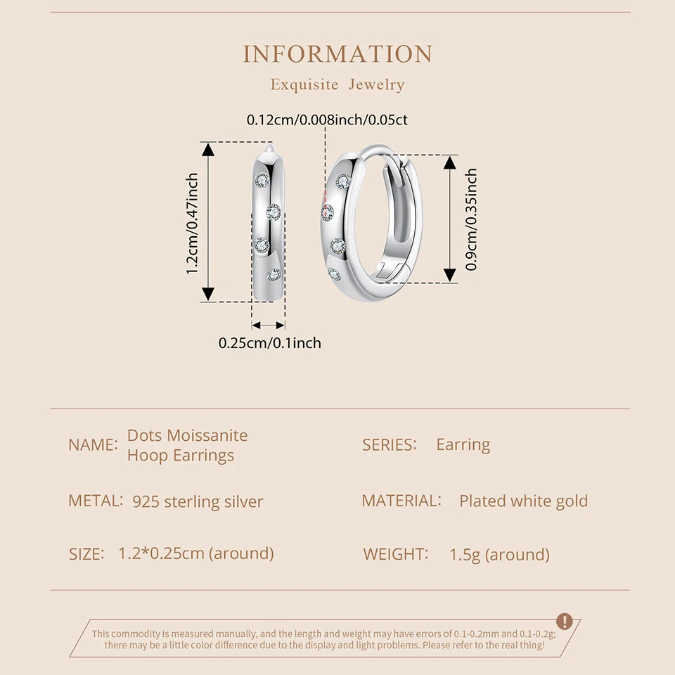 BAMOER Huggie earrings for women Ear Cuff Moissanite Hoop Earrings Hypoallergenic 925 Sterling Silver Earrings with Gold Plated