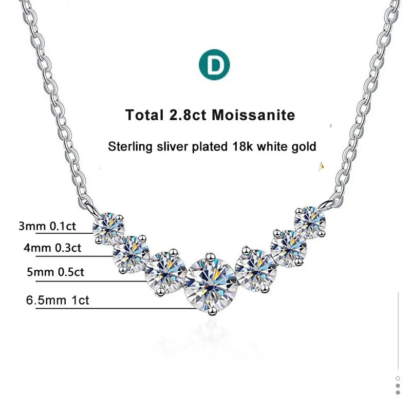 Moissanite Necklace for Woman Wedding Fine Jewely with Certificates 925 Sterling Sliver Plated 18k White Gold Necklace - Madeinsea©