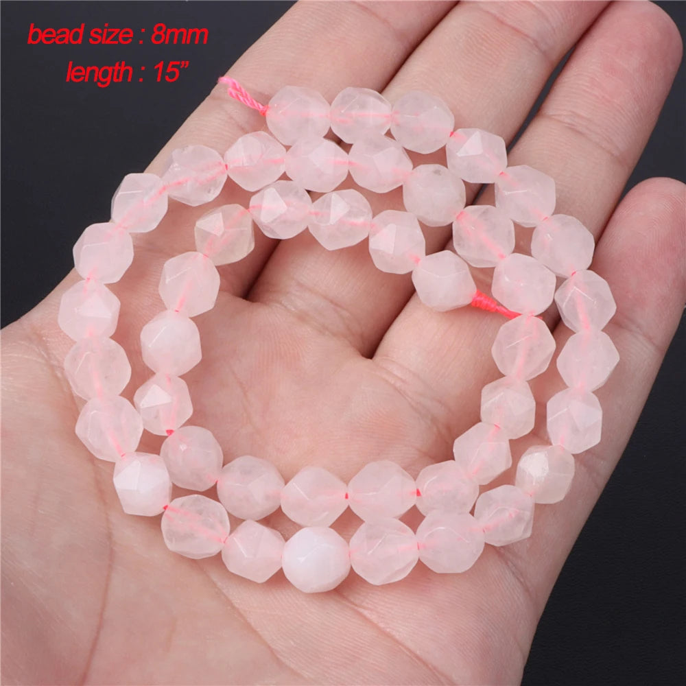 45 Style Natural Rose Quartz Bead Round Tube Crystal Loose Beads For Jewelry Making Handmade Diy Bracelet Necklace Accessories