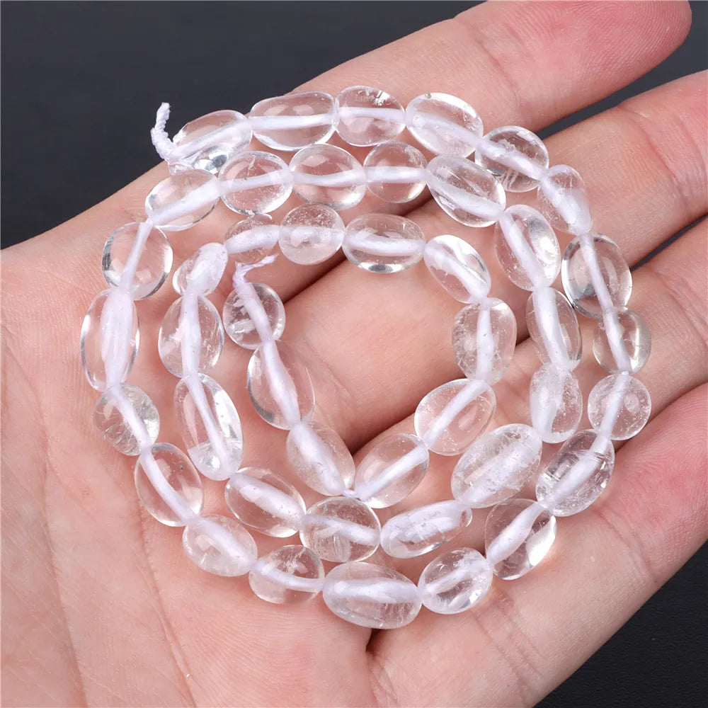 New Natural Stone Bead Clear Quartz Crystal Smooth Matte Faceted Spacer Beads DIY Handmade Bracelet Earrings For Jewelry Making