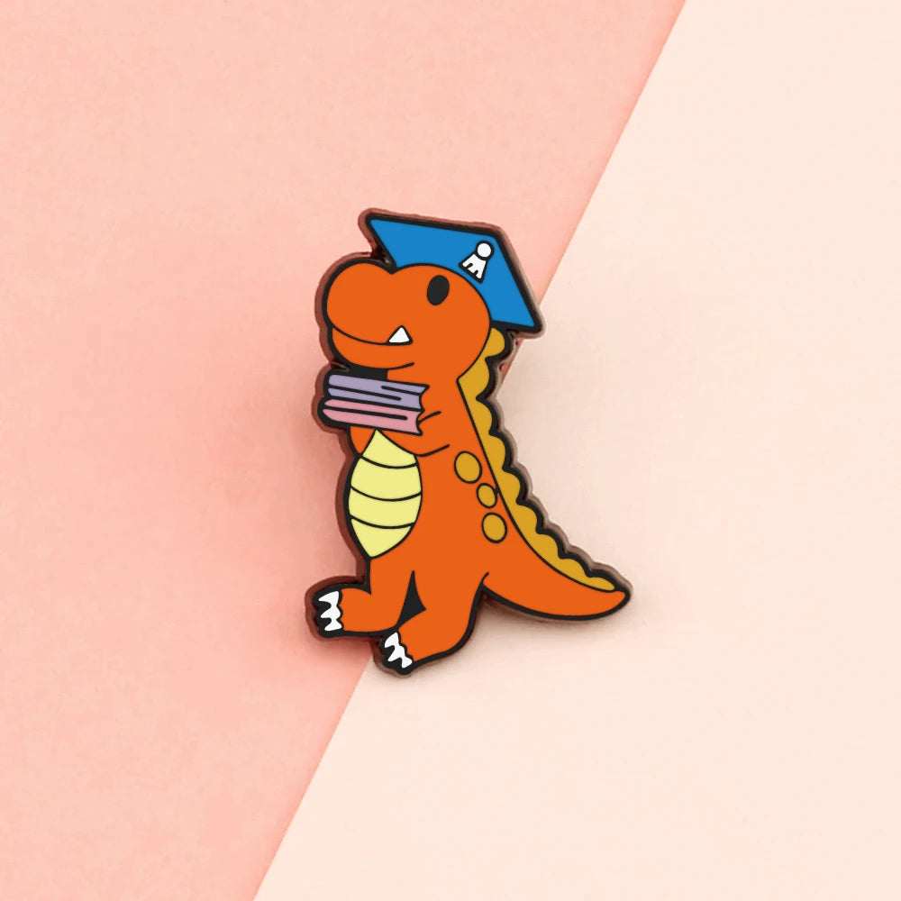 10 Style Cute Dinosaurs Enamel Pins Creative Animal Brooches Kids Backpack Decoration Jewelry Women Coat Lapel Pin Badges Gift