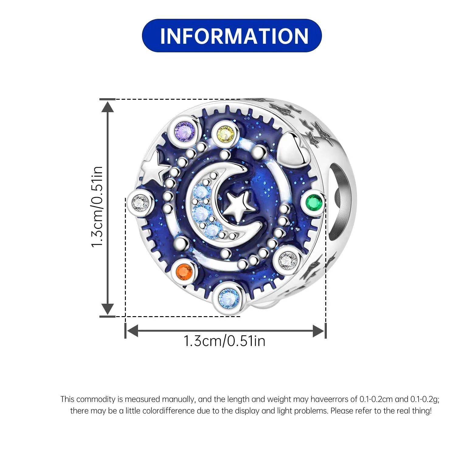 PANPOKI 925 Sterling Silver Sun Moon Trajectory Pendant Beads Original Pendants Bracelet Charm Jewelry Party DIY Trendy Gift