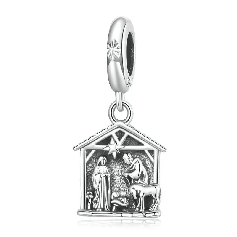 WOSTU Religious Series 925 Sterling Silver Prayer Charms Guardian Angel Pendant Red heart Bead Fit Bracelet DIY Jewelry Making