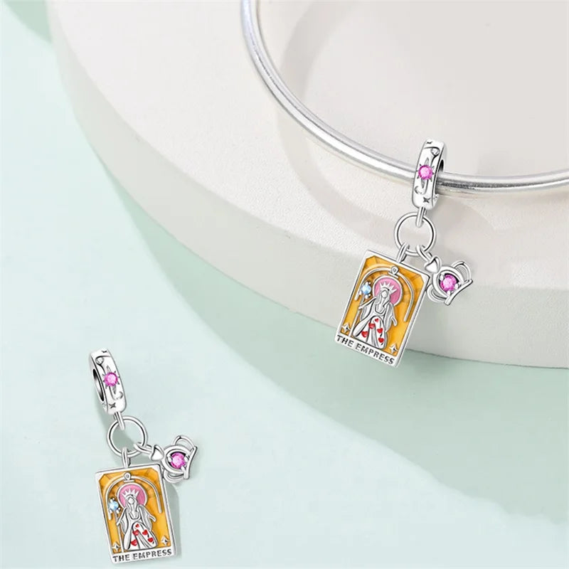 New 925 Silver Queen Scepter Treasured Sword Magic Tarot Charms Beads Fit 3mm 925 Original Bracelets DIY Birthday Jewelry