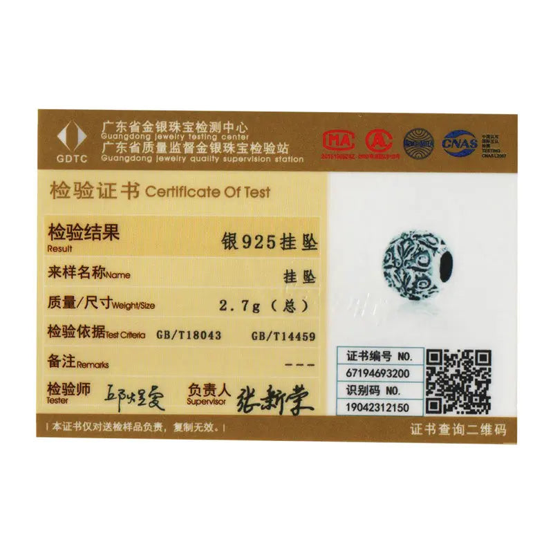 BISAER 925 Sterling Silver Vintage Round Court Charm Perles Coeur Zircon Pendentif Fit Femmes Bracelet Original Fabrication de Bijoux Fins