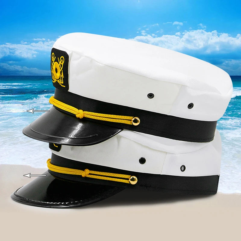 Adult Yacht Military Hats Boat Skipper Ship Sailor Captain Costume Hat Adjustable Cap Navy Marine Admiral For Men Women