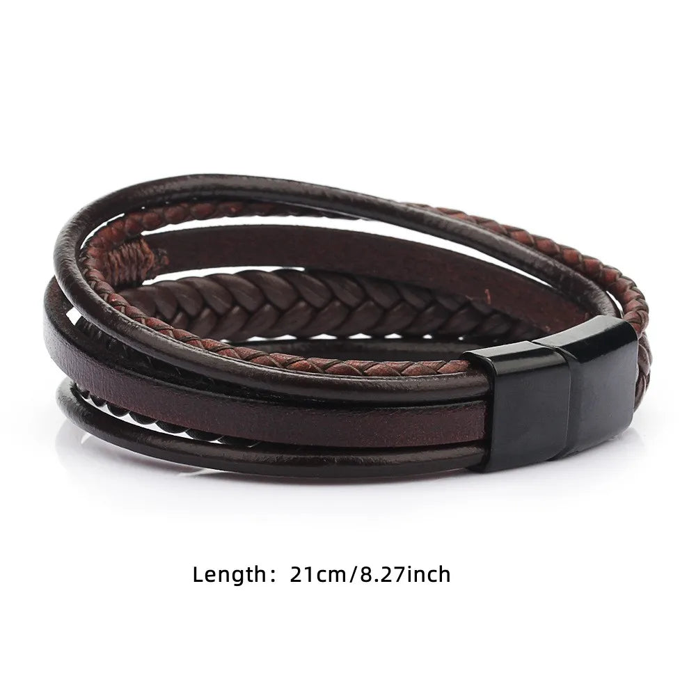 Trendy  Leather Bracelets For Men Multilayer Braided Rope Bracelets For Male Bracelets Jewelry Pulsera Hombre - Madeinsea©