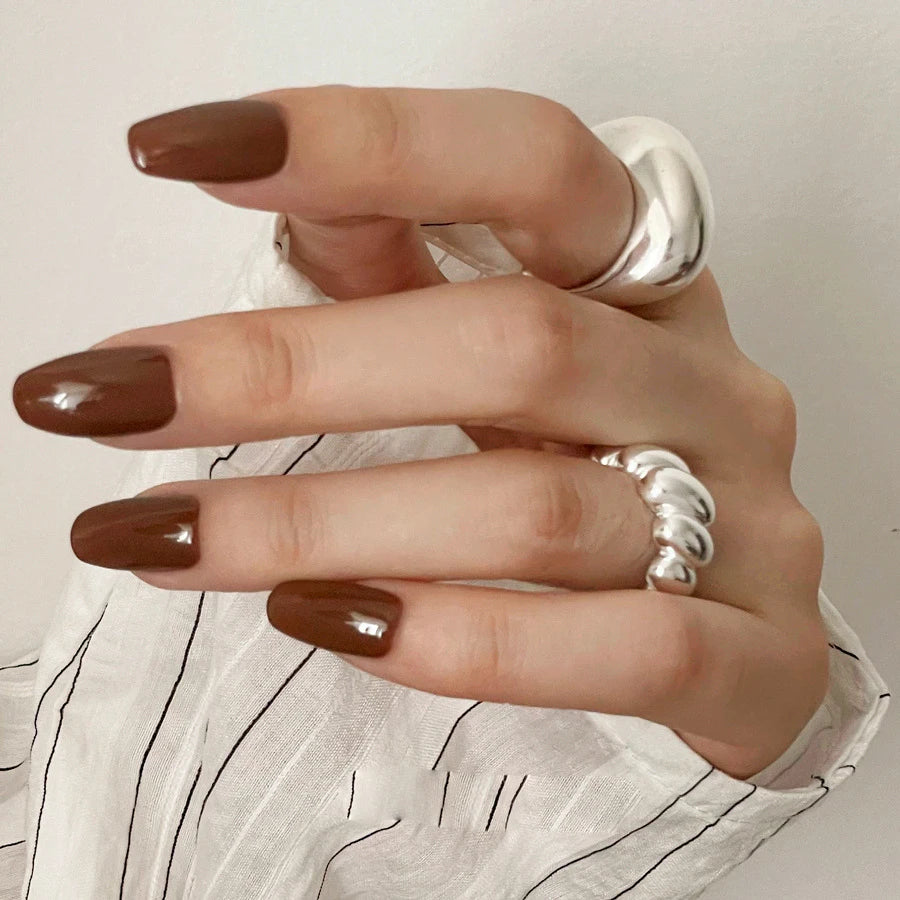 BF CLUB 925 Sterling Silver Ring For Women Strip Oval Finger Open Vintage Handmade Ring Allergy For Party Birthday Gift