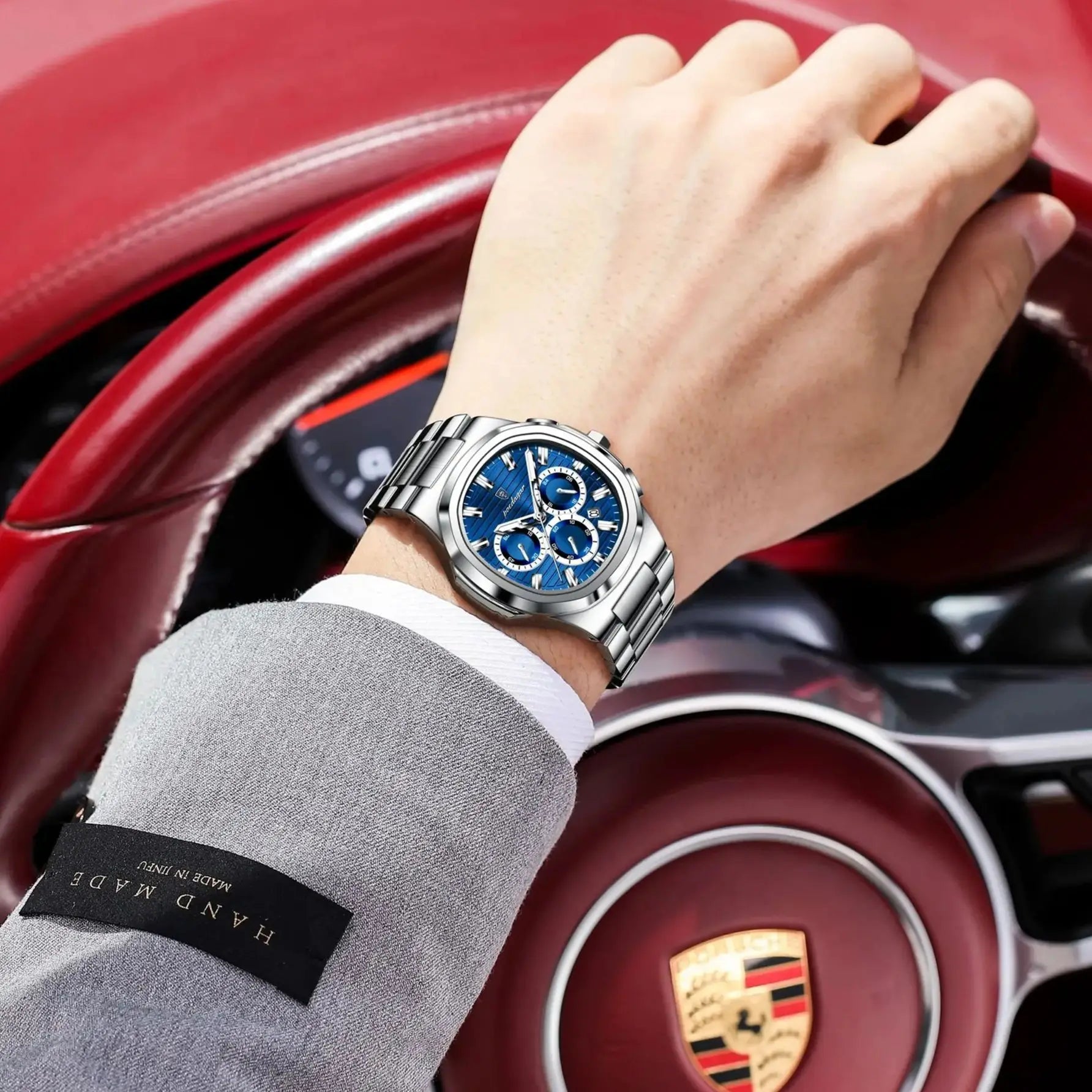 POEDAGAR Business Man Wristwatch Date Chronograph Waterproof Luminous Luxury Men Watch Stainless Steel Quartz Men's Watches Male - Madeinsea©