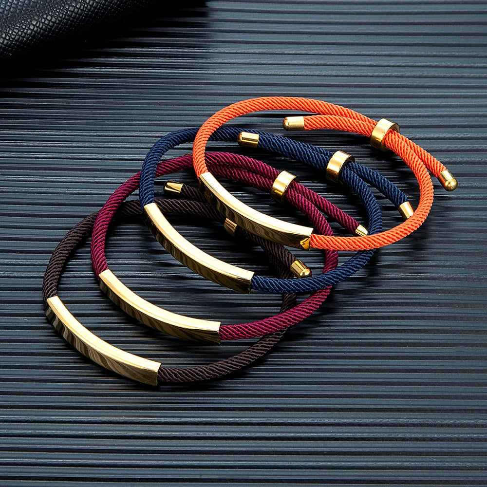 MKENDN Punk SOS Custom logo Name Engrave Text Rope Bracelet customize Stainless Steel Bracelets For Women Men ID Bracelet - Madeinsea©