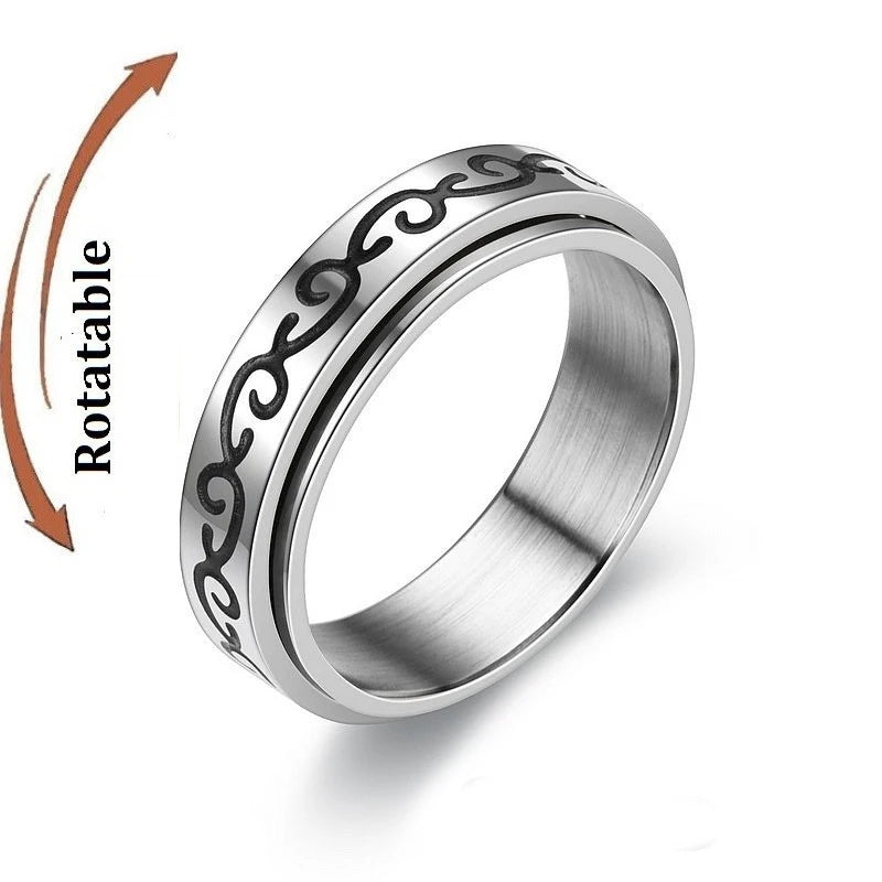 Silver Color Spinning Anxiety Rings for Men Women Star Moon Relaxing Ring 2025 Stainless Steel Anti Stress Rings Knuckle Jewelry