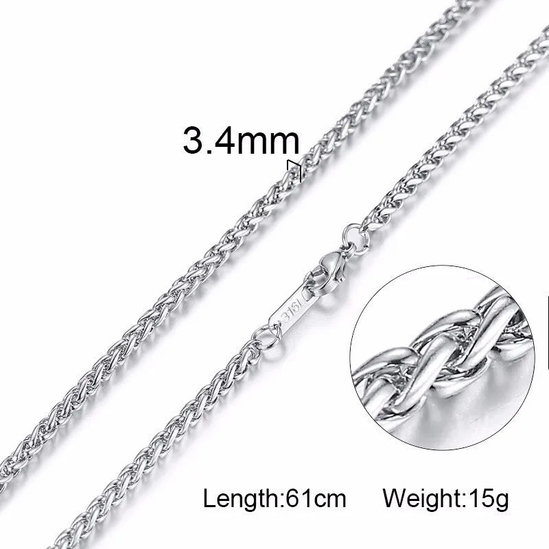 Collier ras du cou pour homme Vnox Dropshipping, chaîne gourmette plate en acier inoxydable, motif serpent ton sur ton, 3-6 mm, 61 cm (24 pouces).