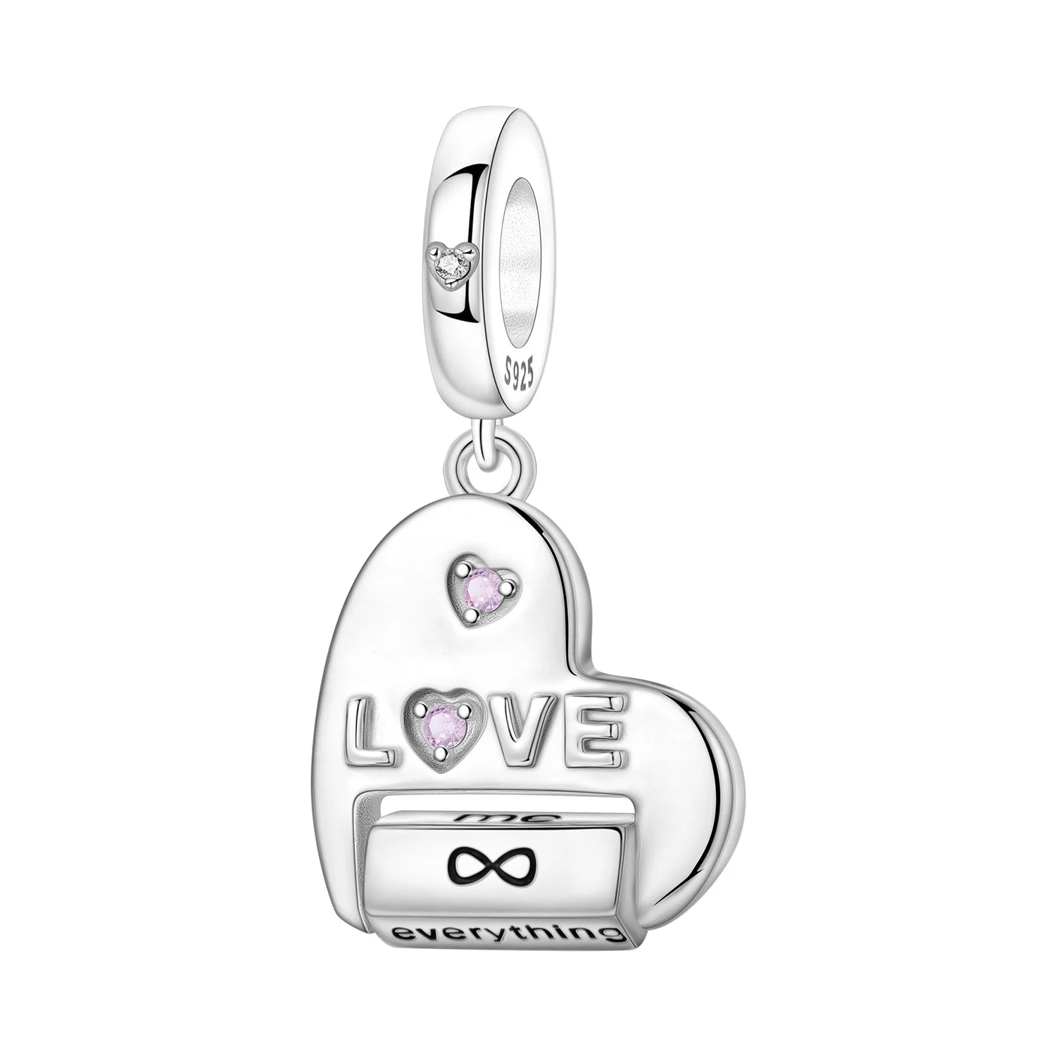 PANPOKI 925 Sterling Silver Infinite Love Heart Shape Beads Original Pendants Bracelet Charm Jewelry Party DIY Trendy Gifts
