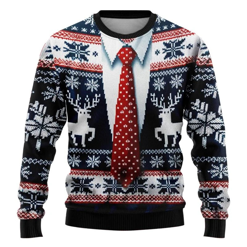 Christmas Fake Lapel Ugly Sweater For Men Hot Popular Loose Pullover Sweatshirt Festival Party Unique Gift Xmas Sweaters 2026