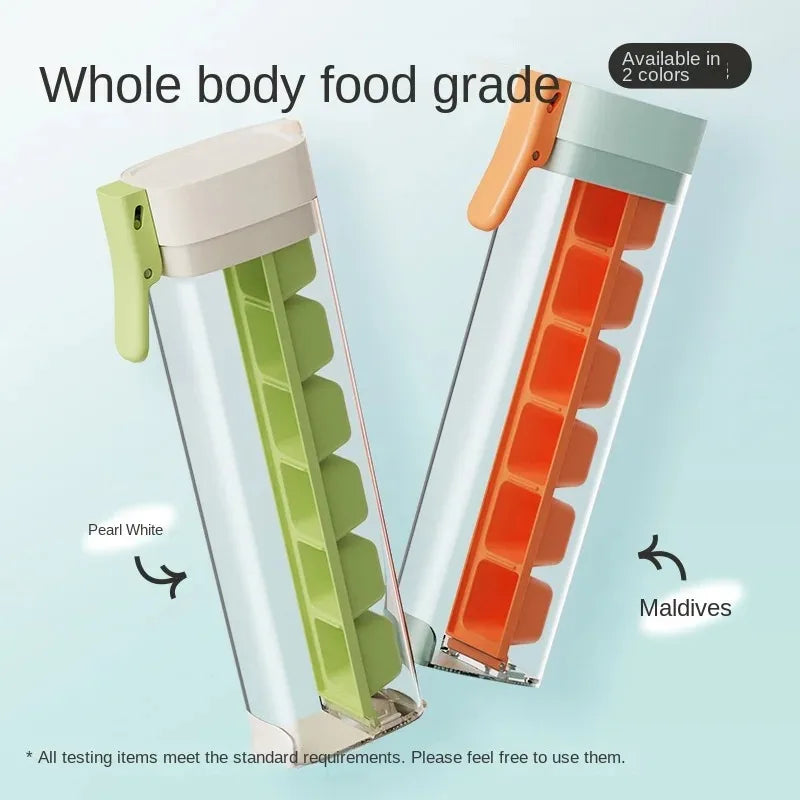 Ice Cube Mold and Trays Food-grade Ice Tray with Lid One Handed Deicing Pressing Ice Lattice Mold Spillproof Ice Cube Tray Maker