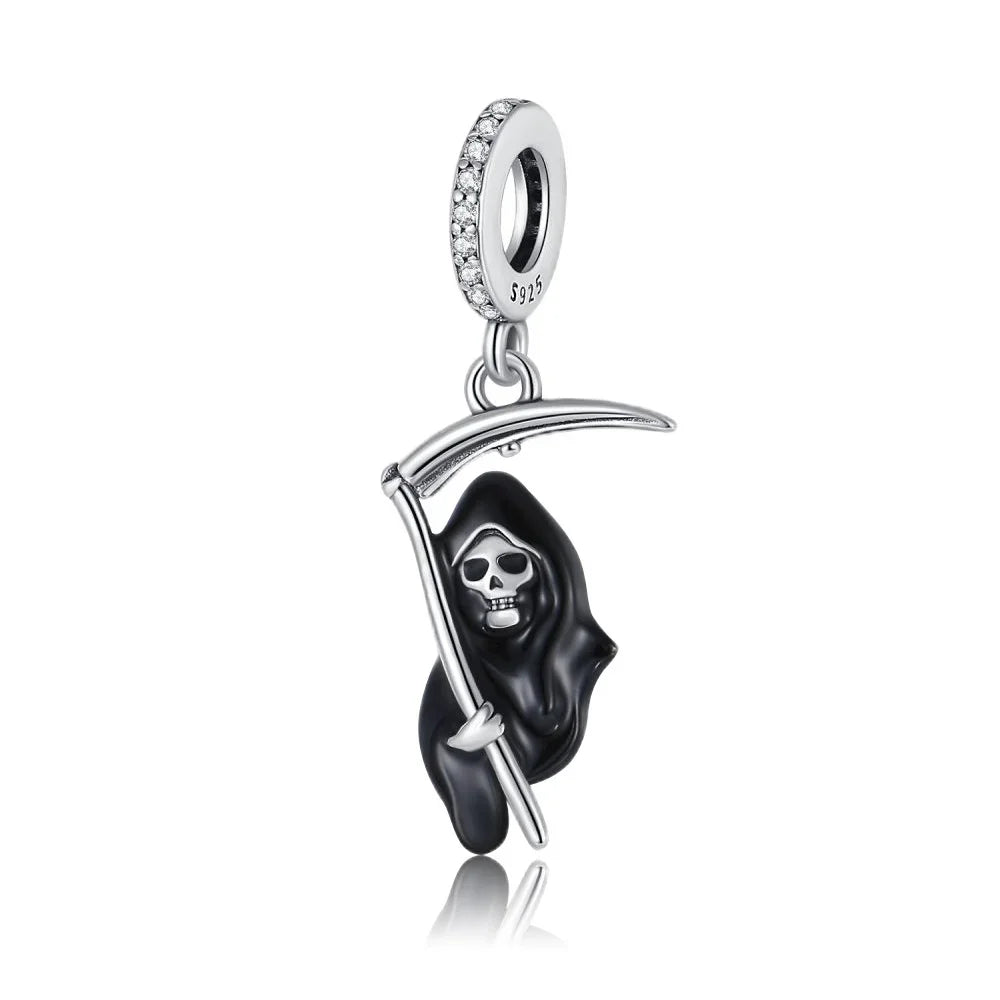 Halloween Charms 925 Sterling Silver Black Skull Bat Pumpkin Pendant Fit Original Bracelet Charm Beads Necklace DIY Fine Jewelry
