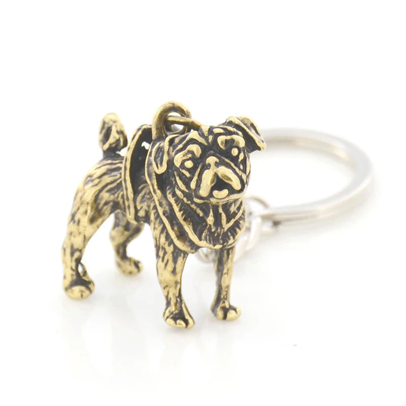 Vintage 3D French Bulldog&Pug Key Chains Cute Animals Keychains Keyring Pet Fashion Jewelry Boyfriend Girls Gift Accessories