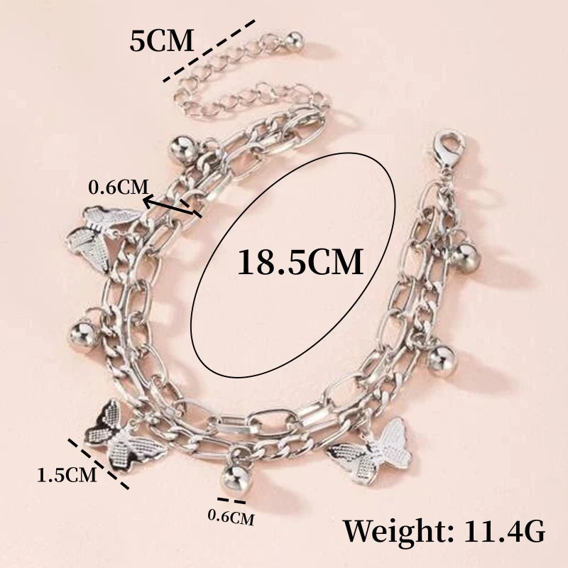 Fashion Chain Love Pearl Double Bracelet Temperament Peach Heart Pendant Bracelet Female College Student Jewelry Pulsera