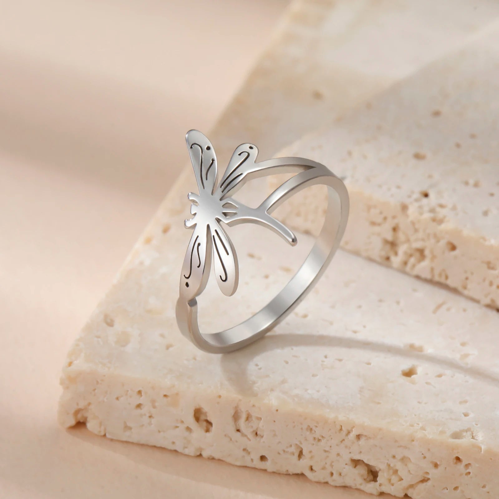 Skyrim Dragonfly Ring Stainless Steel Finger Rings Women Minimalist Animal Jewelry Birthday Gift Wholesale