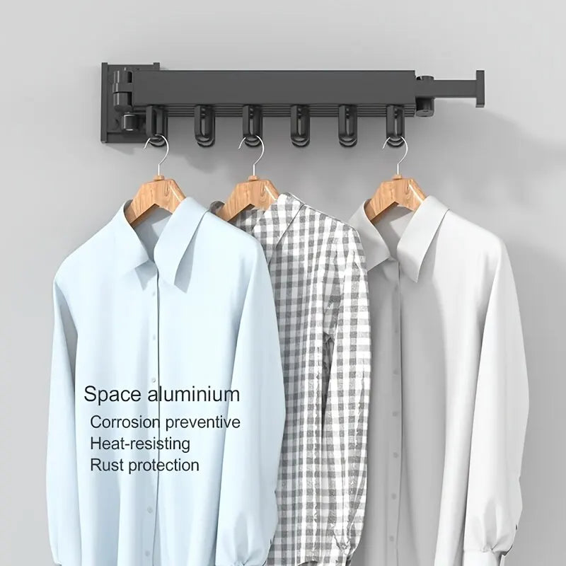 Wall-Mounted Foldable Aluminum Alloy Clothes Drying Rack Perfect for Balcony Bedroom Kitchen Living Room