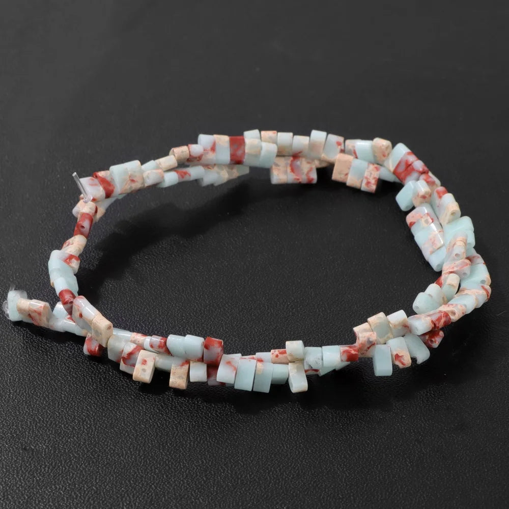 2x5mm Natural Two Hole Stone Bead Rectangle Tiger Eye Quartz Amazonite Loose Spacer Beads For Jewelry Making Bracelet Handmade