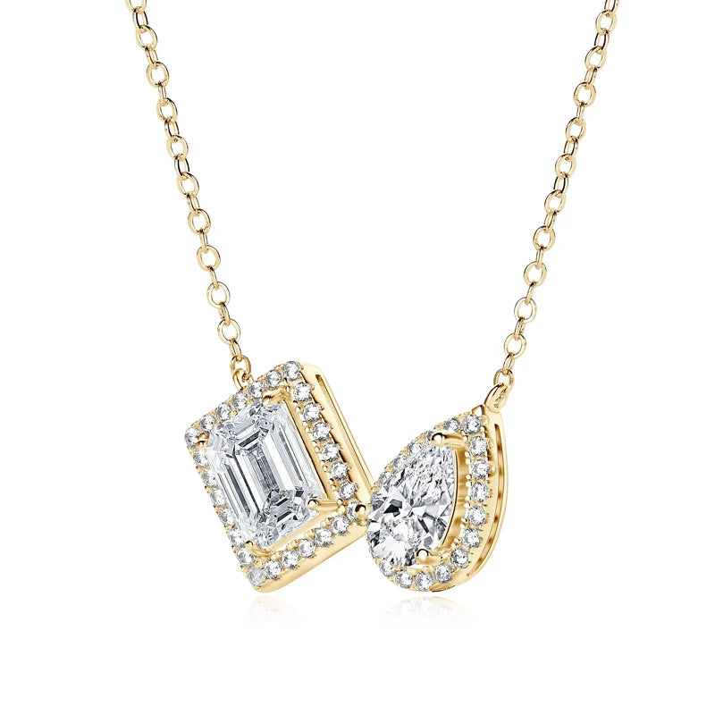 OXTAO 925 Silver 8x6mm Emerald Cut Moissanite Pendant Necklaces  for Women Drop-shaped Clavicle Chain Necklace Jewelry Gift