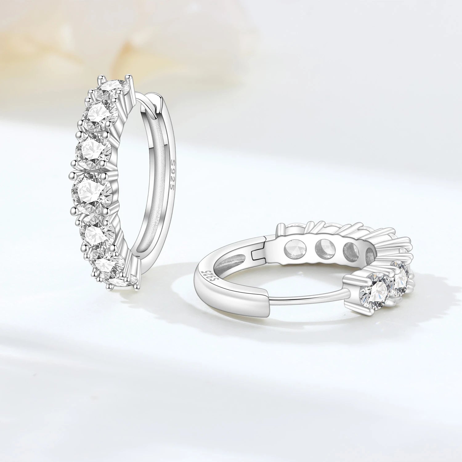 PANPOKI 925 Sterling Silver Sparkling Zircon Earrings Silver Hoop Earrings For Women Jewelry Original Party Trendy Gifts