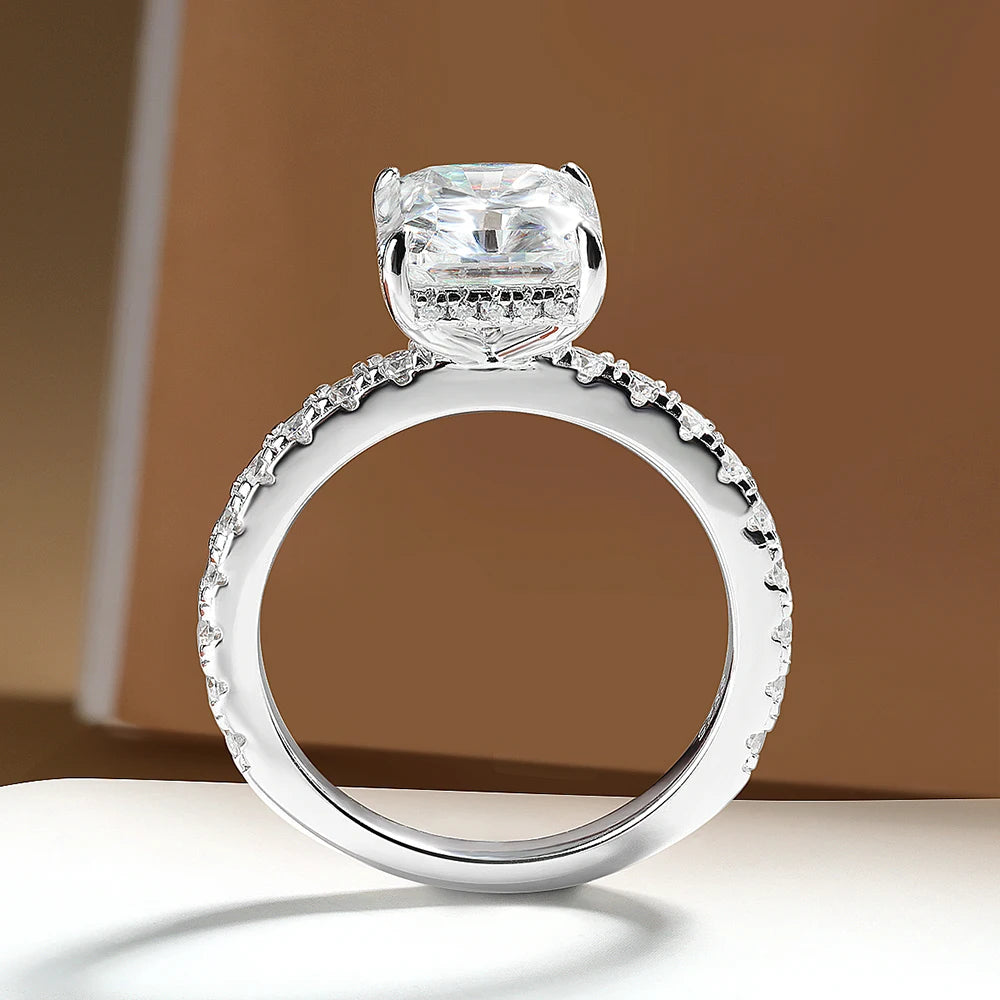 Serenity 8*10mm Radiant Cut D Color Moissanite Row Rings Women S925 Sterling Silver Rings Plated 18K Emerald Couples Rings Gift - Madeinsea©