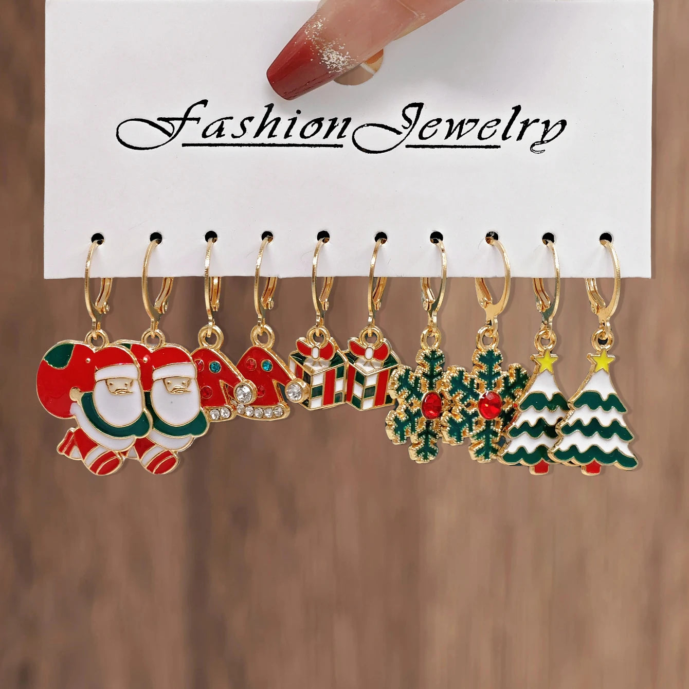 Cross border New Halloween Christmas Holiday Party Series Metal Oil Drop Earrings Set Cute Santa Gingerbread Man Pumpkin Head Ba