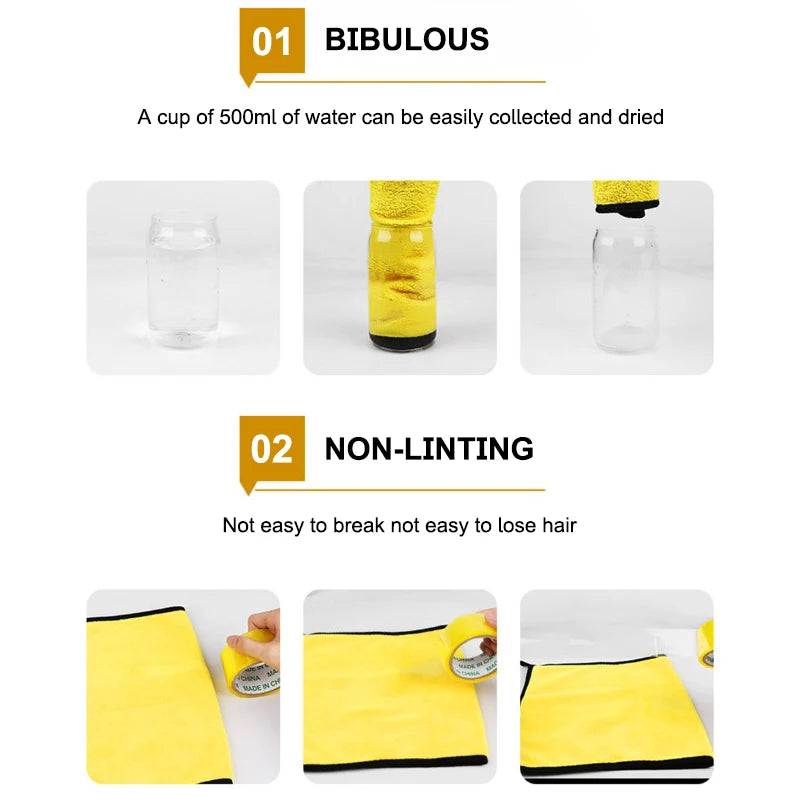 SEAMETAL 50x100cm Car Washing Towel 400GSM Microfiber Clean Towels High Water Absorption Double-Sided Soft Car Wash Drying Cloth