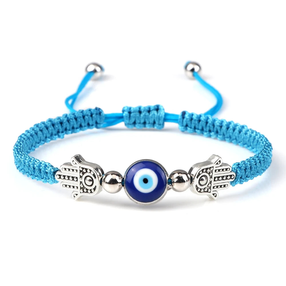 Classic Blue Turkish Evil Eyes Bracelets for Women Hand of Fatima Lucky Red Braided Rope Chain Bracelets Female Handmade Jewelry