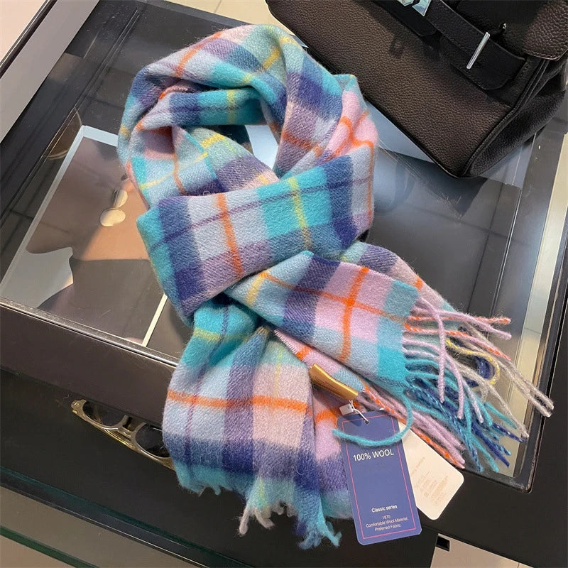 100% Wool Winter Scarf for Women Long Warm Cashmere Scarves Hijab Solid Lady Shawl Wrap Female Pashmina Bandana Head Scarves