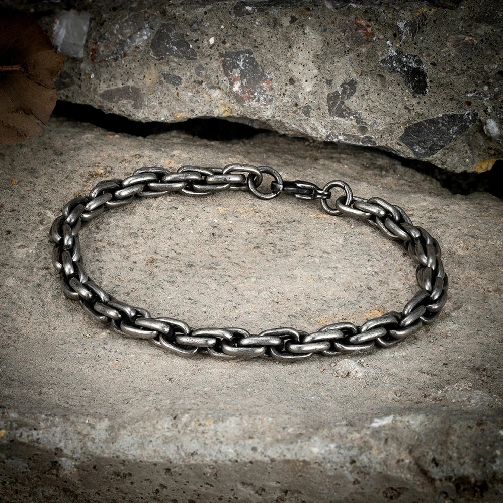 MKENDN Punk Retro Oxidized Black Link Chain Bracelets For Men Motocycle Cuban Chain Stainless Steel Street Rock Biker Jewelry