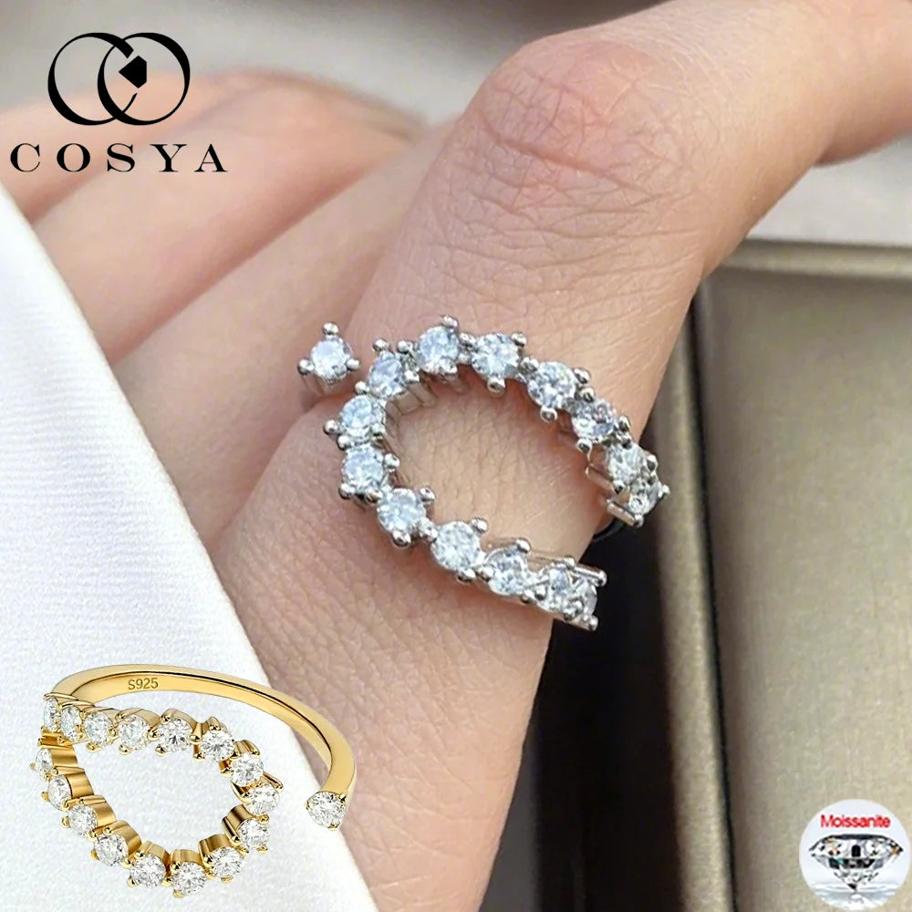 COSYA 0.78CT All Moissanite Ring 100% S925 Silver D Lab Diamond Wedding Twist Open Band For Women Party Fine Jewelry Gift Girl - Madeinsea©