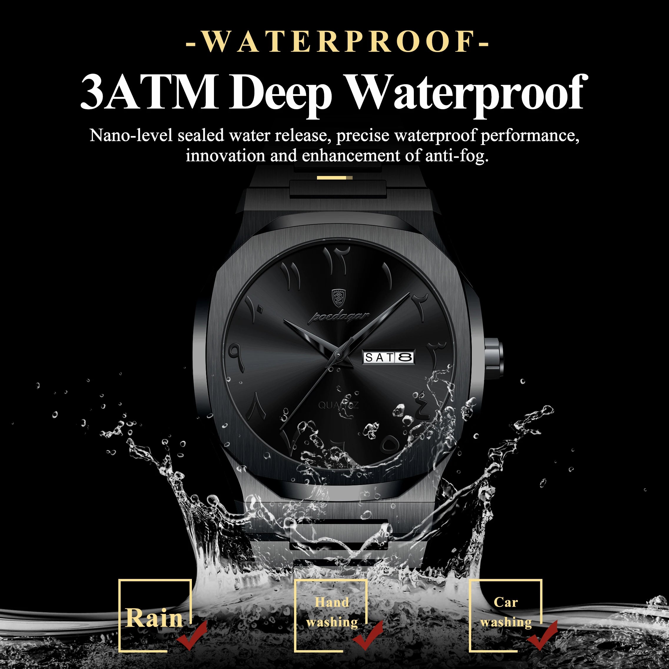 POEDAGAR Military Watch For Men Waterproof Luxury Week Calendar Man Wristwatch Quartz Stainless Steel Fashion Men's Watches Male - Madeinsea©