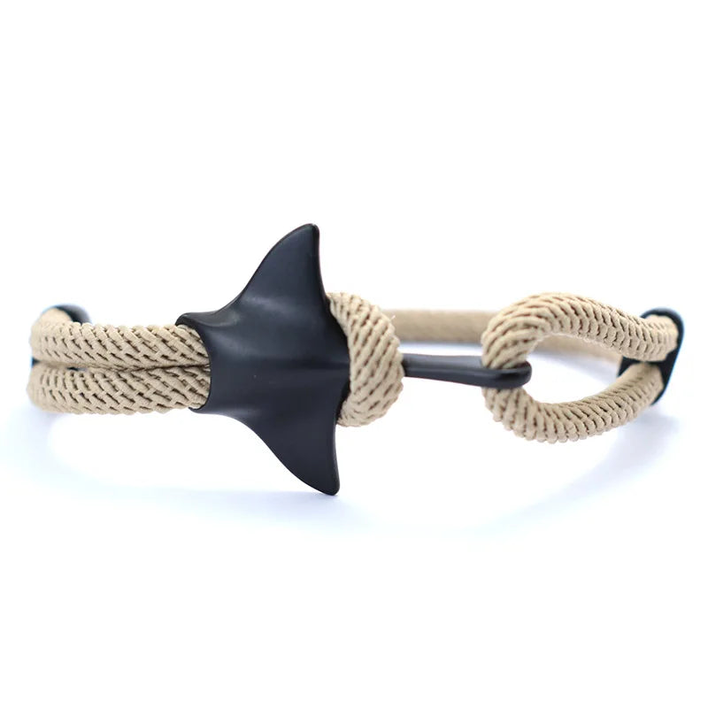 Men Devilfish Bracelet Adjustable Marine Animal Hand Rope Beach Surf Long Rope Manta Braclet Wristlet Jewelry Pulseira
