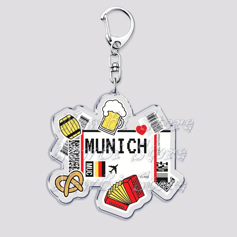 Hot Boarding Pass Keychains for Accessories Bag  NEW YORK TOKYO SEOUL PARIS LONDON Travel Souvenir Tickets Keyring Friends Gifts